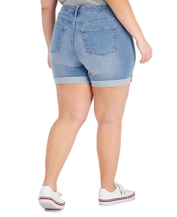 Tommy Hilfiger Women's Th Flex Plus Size 5 Denim Shorts Blue Size 14W