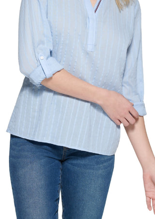 Tommy Hilfiger Women's Striped Cotton Tunic Top Blue
