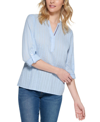 Tommy Hilfiger Women's Striped Cotton Tunic Top Blue
