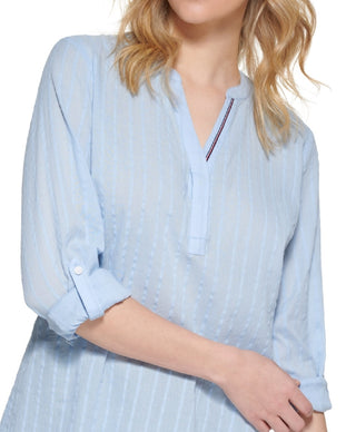 Tommy Hilfiger Women's Striped Cotton Tunic Top Blue