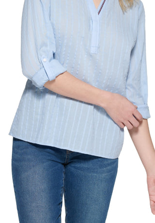Tommy Hilfiger Women's Striped Cotton Tunic Top Blue