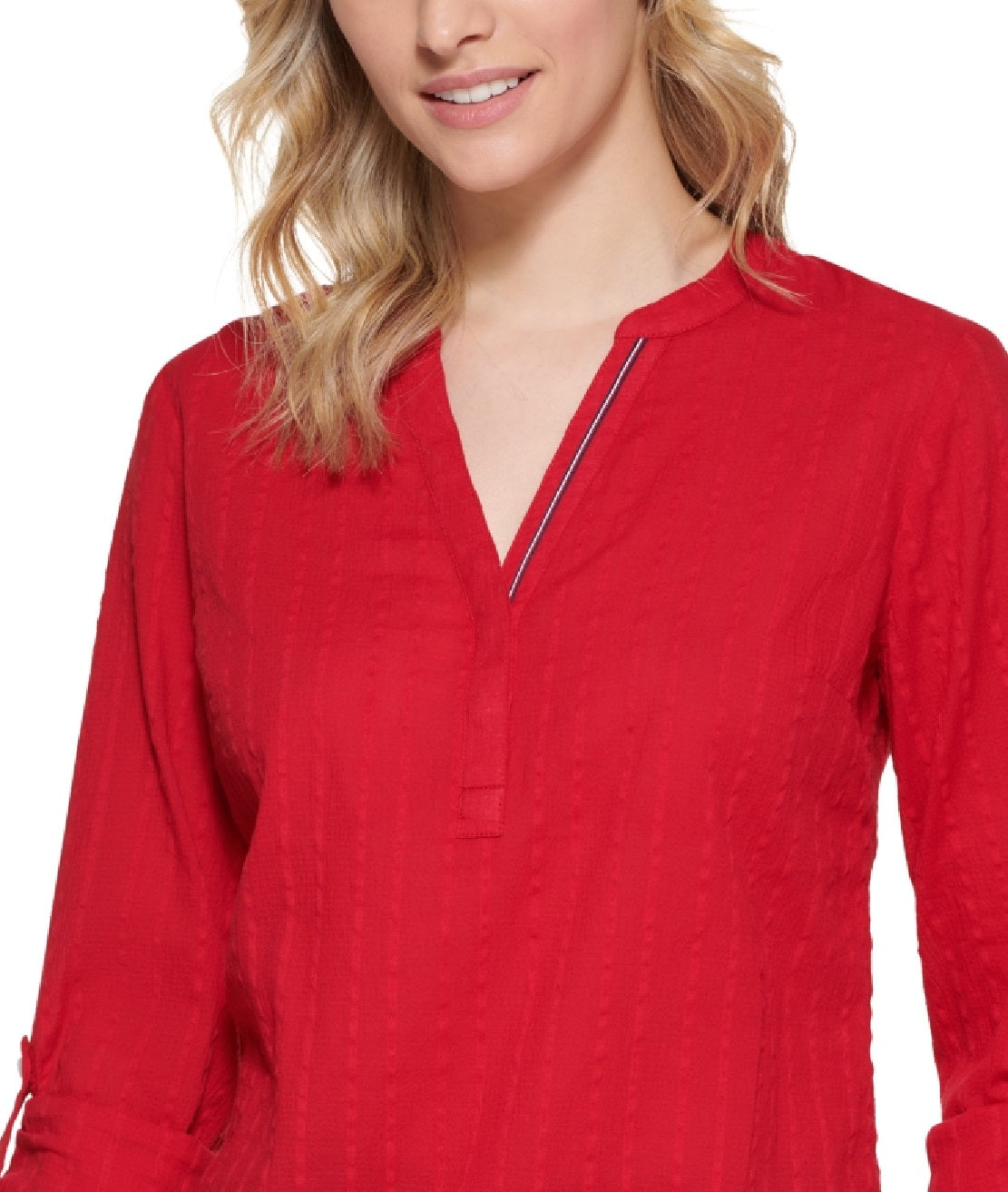 Tommy Hilfiger Women's Striped Cotton Tunic Top Red Size X-Large