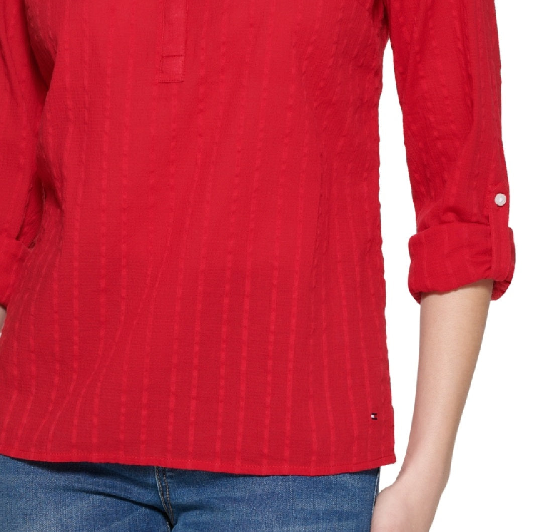 Tommy Hilfiger Women's Striped Cotton Tunic Top Red Size X-Large
