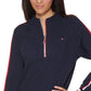 Tommy Hilfiger Women's Funnel Neck Half Zip Top Blue Size X-Large