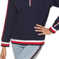 Tommy Hilfiger Women's Funnel Neck Half Zip Top Blue Size X-Large