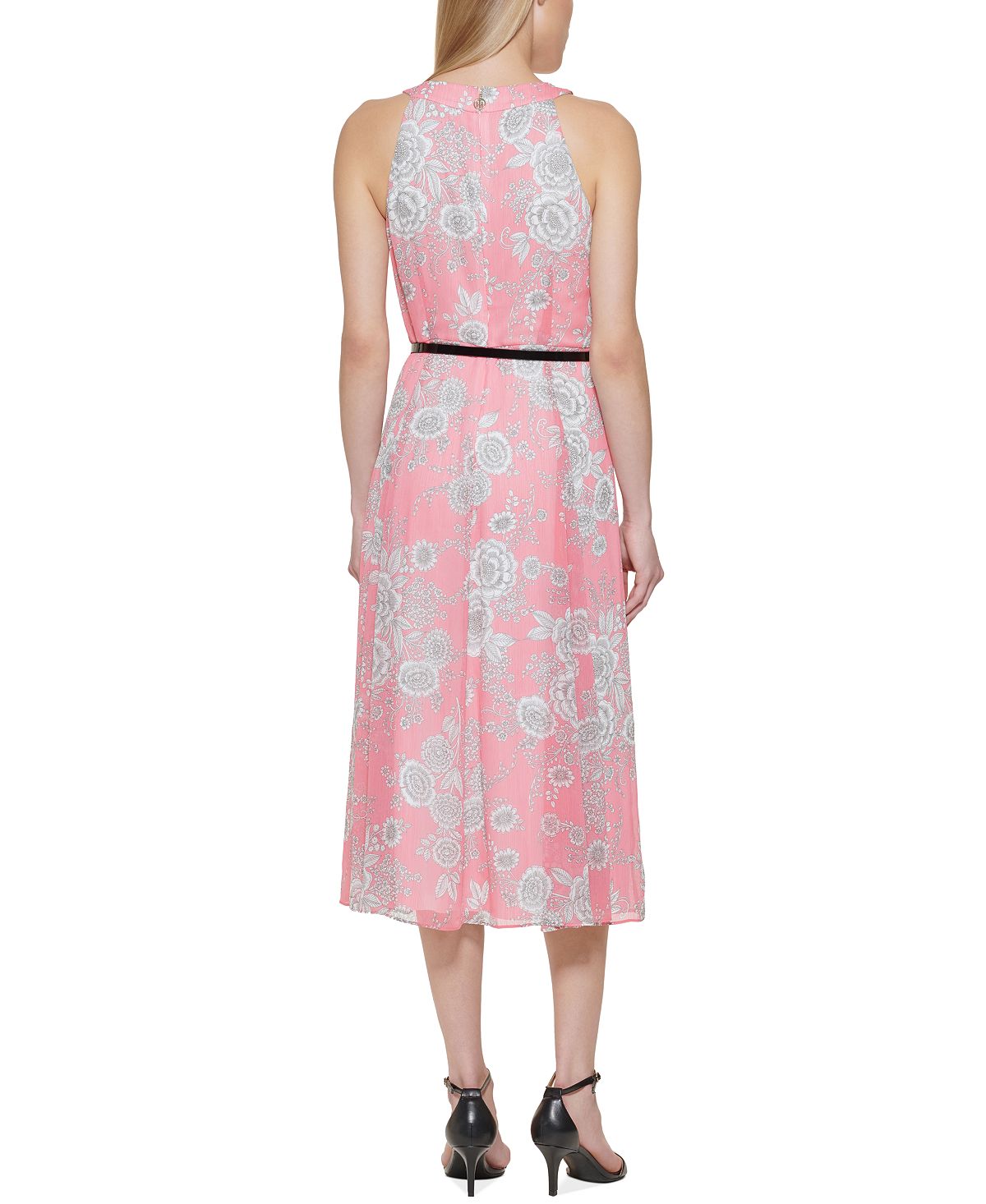 Tommy Hilfiger Women's Floral Print Halter Midi Dress Pink Size 8