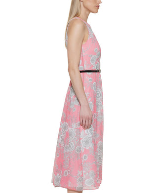 Tommy Hilfiger Women's Floral Print Halter Midi Dress Pink Size 8