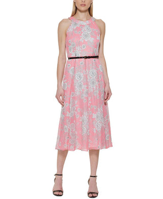 Tommy Hilfiger Women's Floral Print Halter Midi Dress Pink Size 6