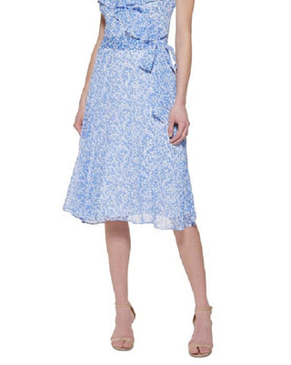 Tommy Hilfiger Women's Printed Capelet Midi Dress Blue Size 12