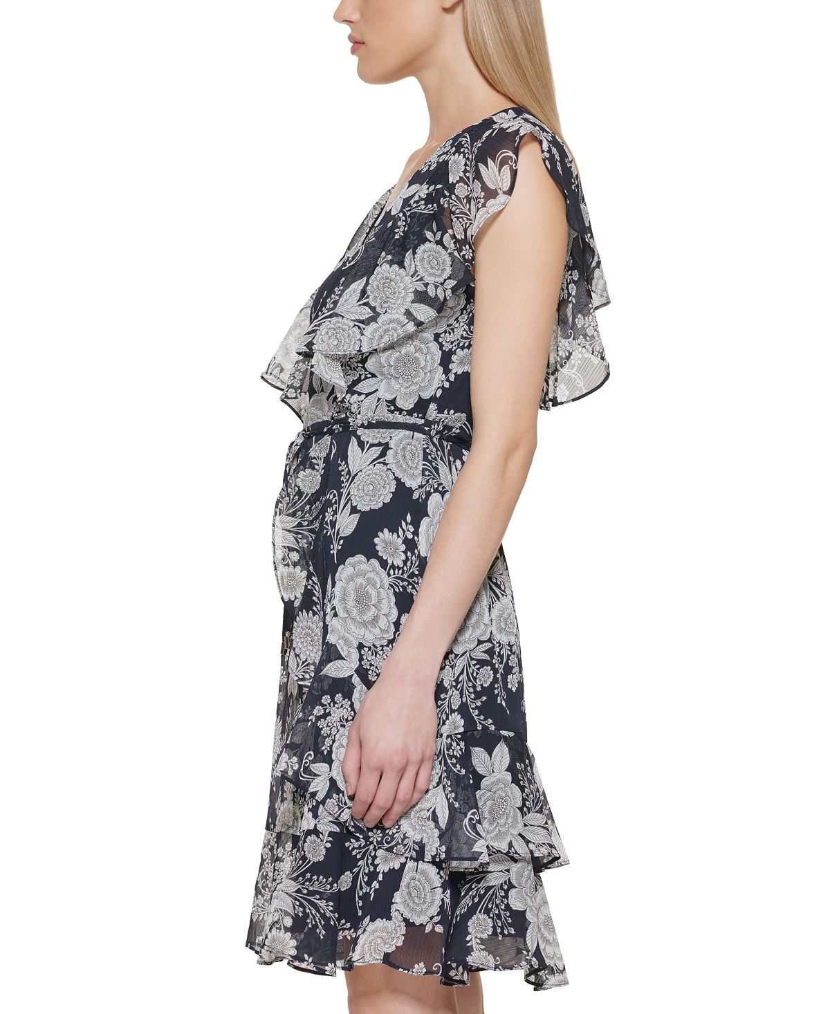 Tommy Hilfiger Women's Floral Print Fit & Flare Dress Blue Size 8