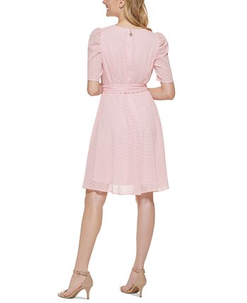 Tommy Hilfiger Women's Swiss Dot Fit & Flare Dress Pink Size 2