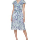 Tommy Hilfiger Women's Chiffon Floral Fit & Flare Dress Blue Size 10 Petite