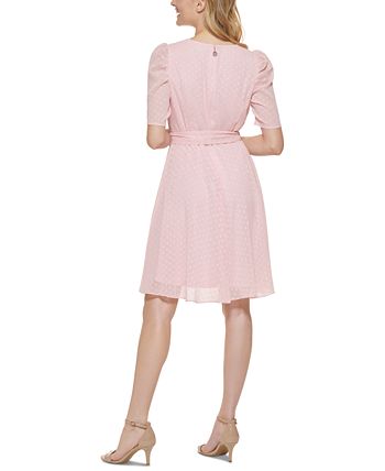 Tommy Hilfiger Women's Chiffon Fit & Flare Dress Pink Size 4Petite
