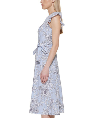 Tommy Hilfiger Women's Flutter Sleeve Midi Dress Blue Size 6