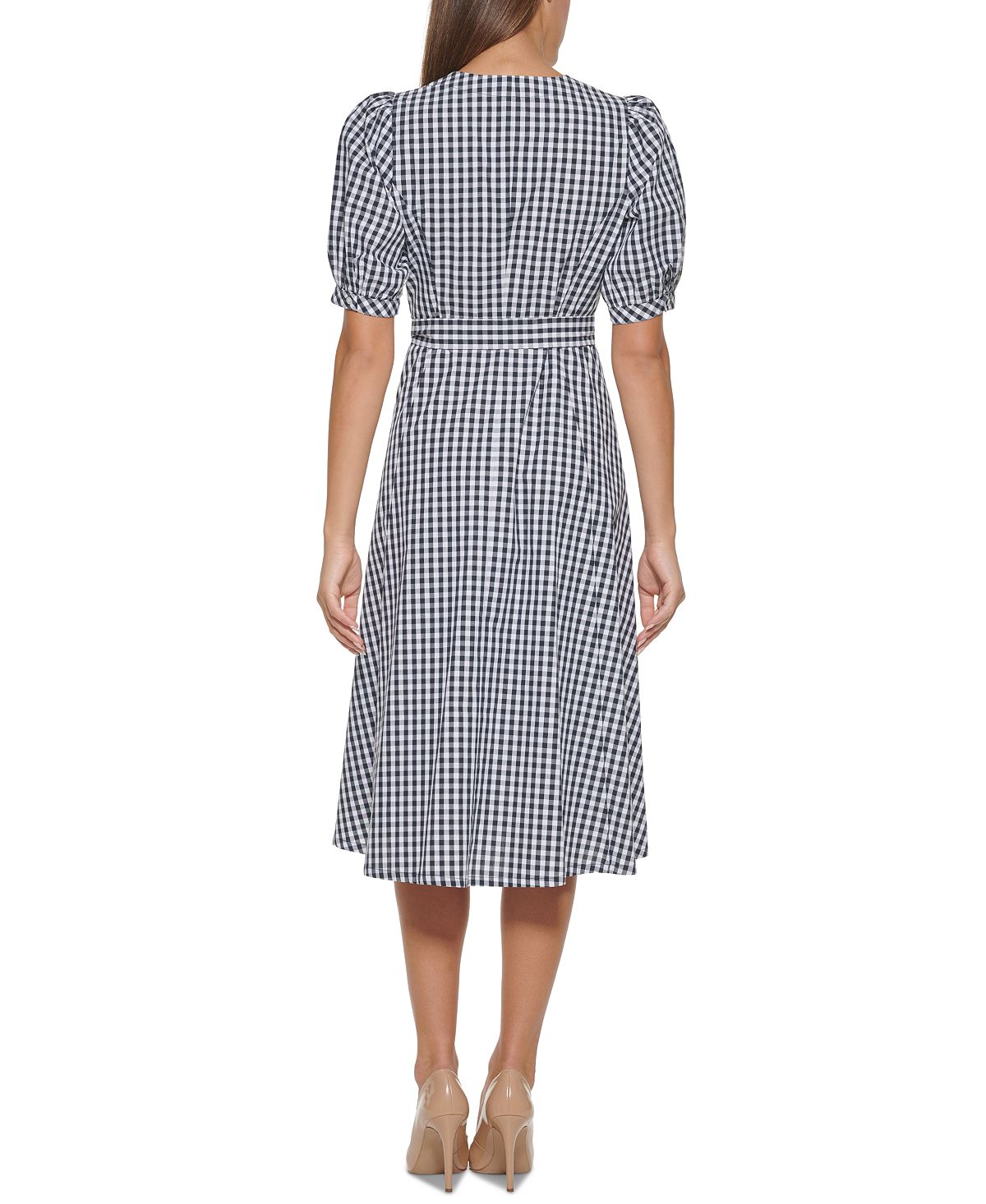Tommy Hilfiger Women's Gingham Midi Dress Blue Size 16