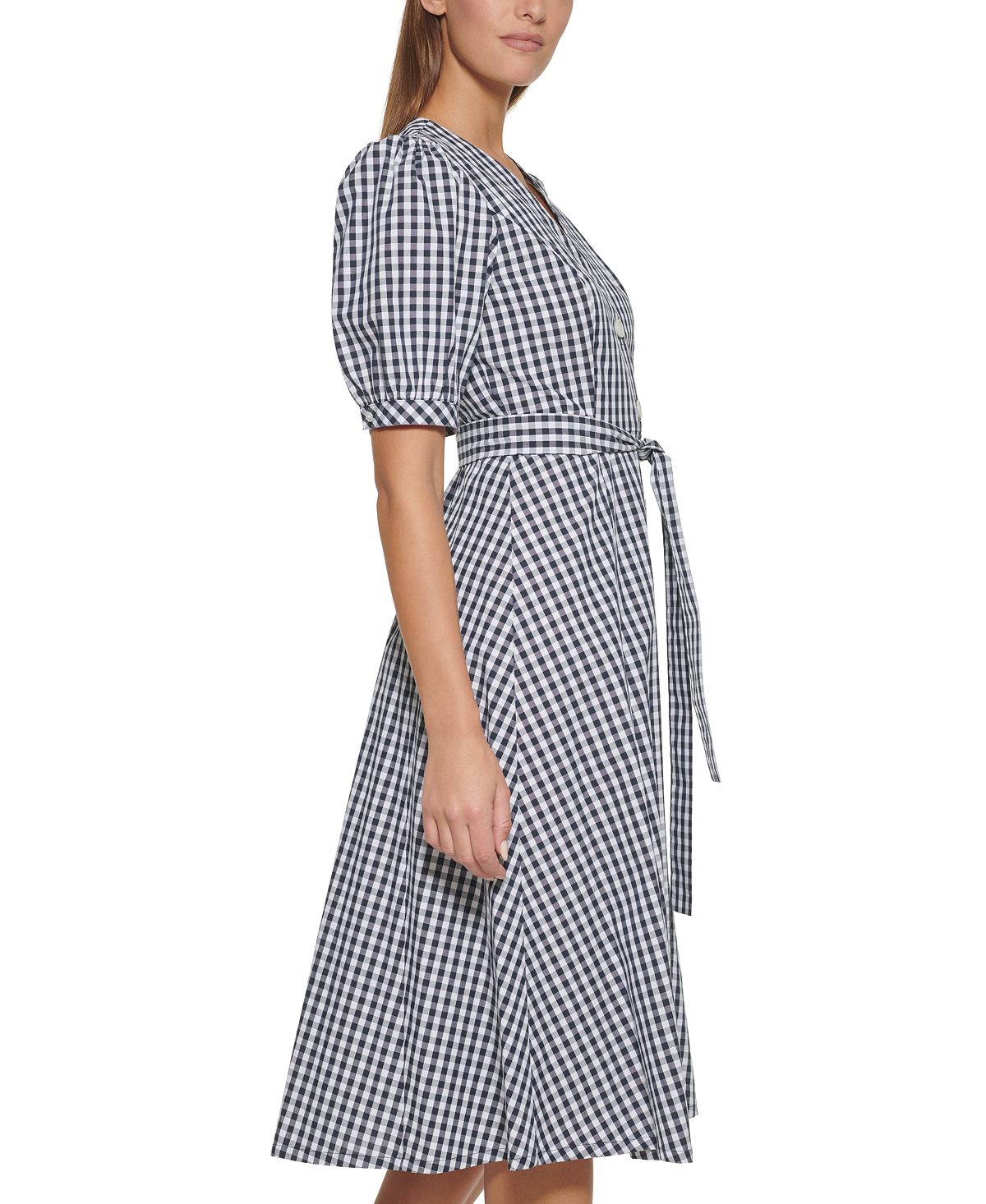 Tommy Hilfiger Women's Gingham Midi Dress Blue Size 16