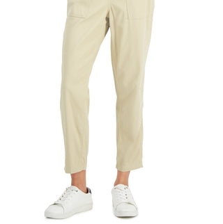 Tommy Hilfiger Women's Solid Cropped Utility Pants Brown Size Large