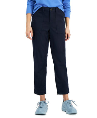 Tommy Hilfiger Women's Solid Cropped Utility Pants Blue Size X Small