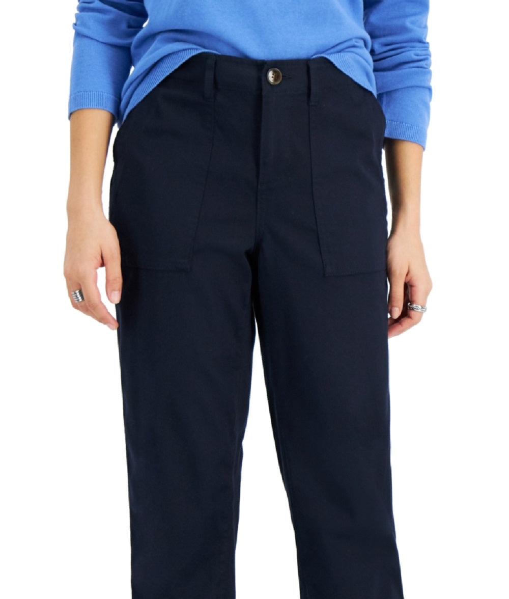 Tommy Hilfiger Women's Solid Cropped Utility Pants Blue Size X Small