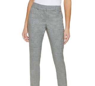 Tommy Hilfiger Women's Plaid Flex Fit Ankle Pants Gray Size 8