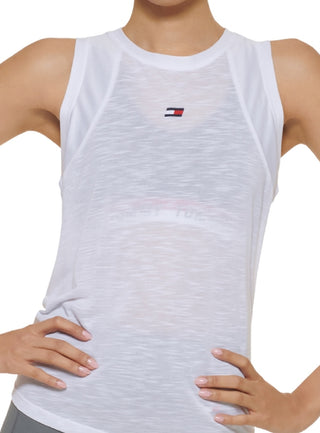 Tommy Hilfiger Women's Sport Mesh Panel Tie Back Top White Size X-Small
