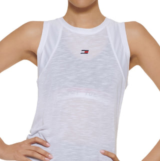 Tommy Hilfiger Women's Sport Mesh Panel Tie Back Top White Size Medium