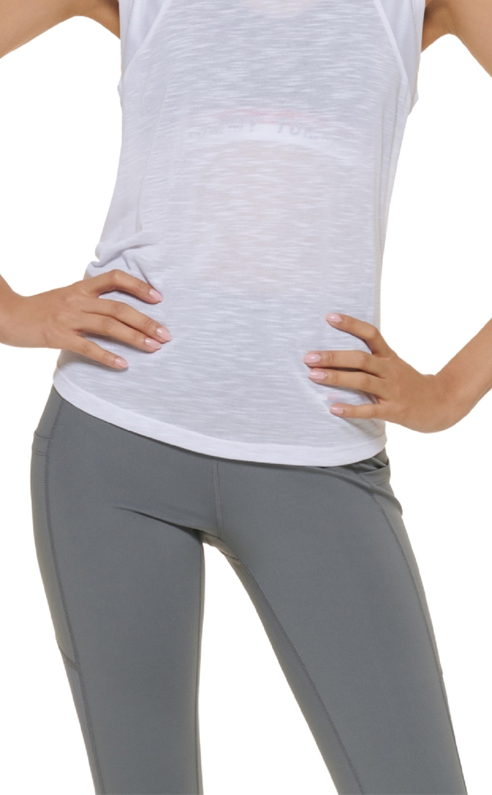 Tommy Hilfiger Women's Sport Mesh Panel Tie Back Top White Size Medium