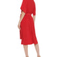 Tommy Hilfiger Women's V Neck Tie Waist Midi Dress Red Size 12