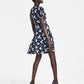 Tommy Hilfiger Women's Shirred Sleeve Surplice Dress Blue Size 6Petite