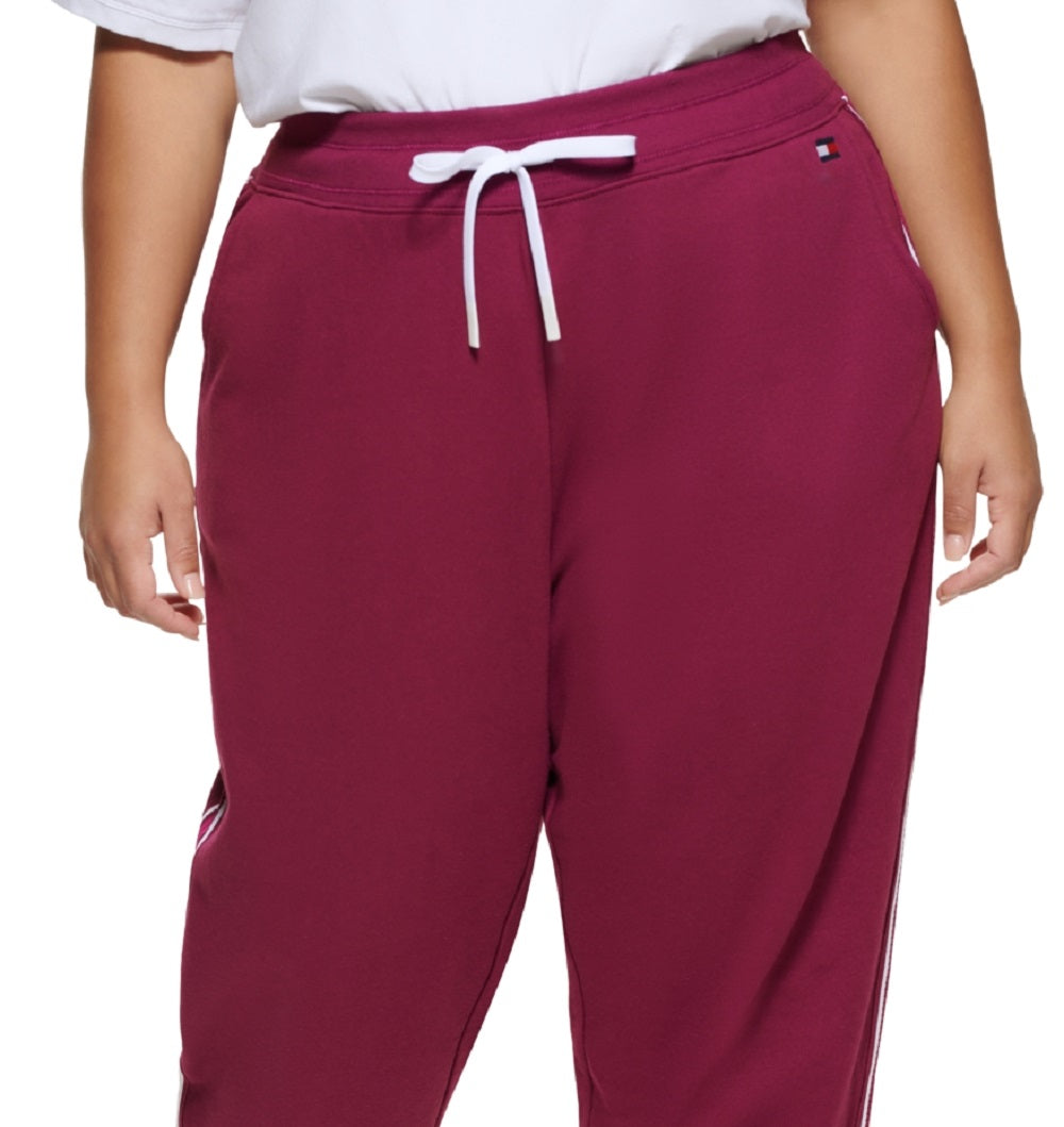 Tommy Hilfiger Women's Pocketed Tie High Waist Sweatpants Purple Size 2X