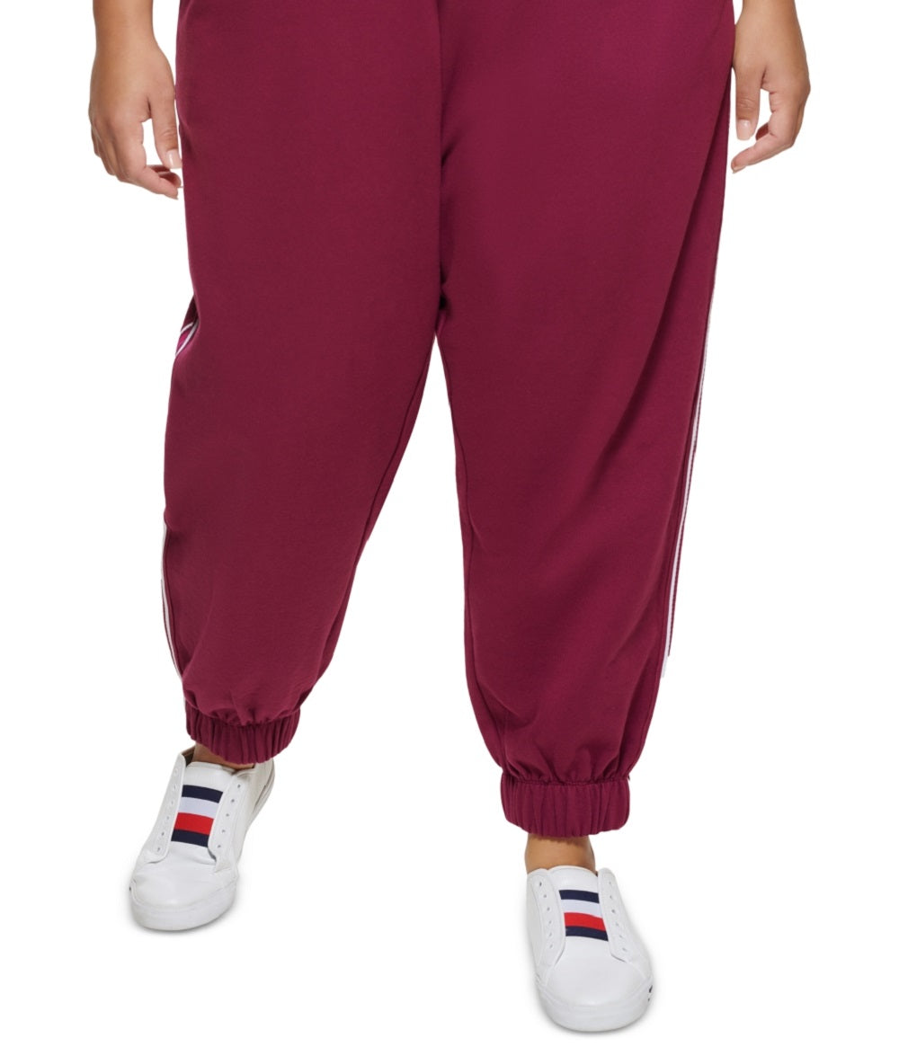 Tommy Hilfiger Women's Pocketed Tie High Waist Sweatpants Purple Size 2X