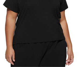 Tommy Hilfiger Women's Side Stripe Crewneck Cropped Black Size 3X