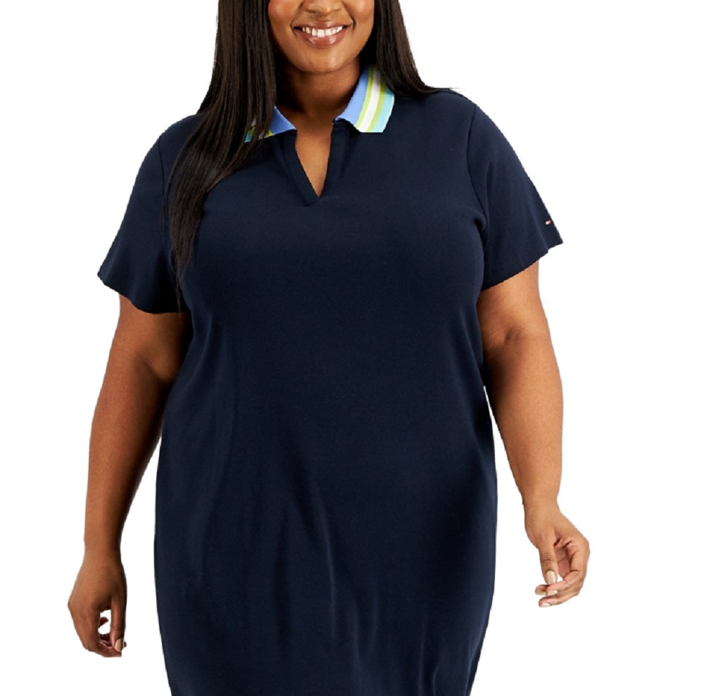 Tommy Hilfiger Women's Cotton Polo Dress Blue Size 1X