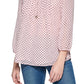 Tommy Hilfiger Women's Dot Keyhole Blouse Pink Size Medium