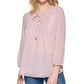 Tommy Hilfiger Women's Dot Keyhole Blouse Pink Size Medium
