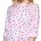 Tommy Hilfiger Women's Flutter Hearts Button Down Blouse White Size X-Large