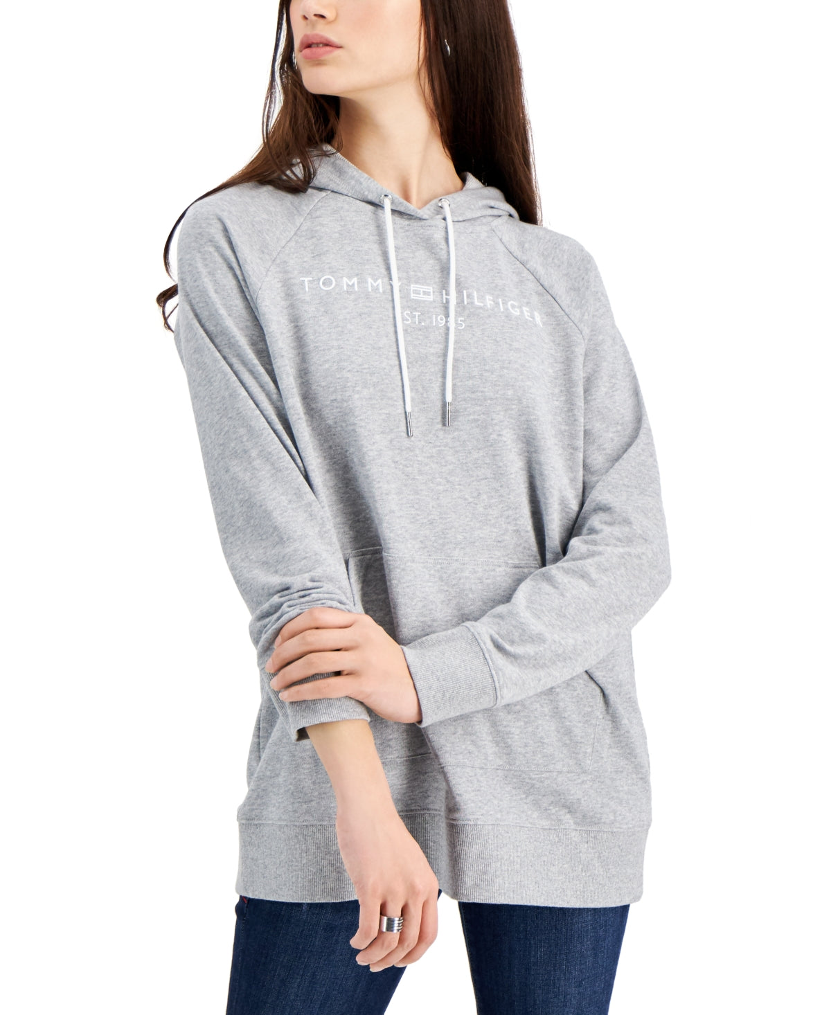 Tommy Hilfiger Women's Hoodie Tunic Gray Size Large