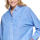 Tommy Hilfiger Women's Cotton Hi Low Button Down Top Blue Size X-Large
