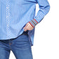 Tommy Hilfiger Women's Cotton Hi Low Button Down Top Blue Size X-Large