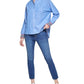 Tommy Hilfiger Women's Cotton Hi Low Button Down Top Blue Size X-Large