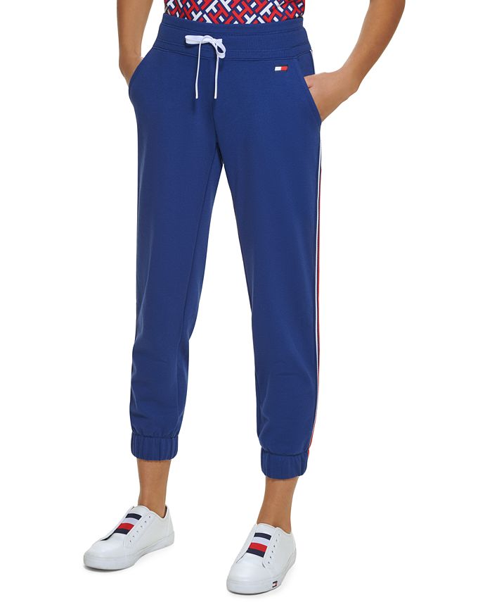 Tommy Hilfiger Women's High Rise Side Stripe Joggers Blue Size Medium