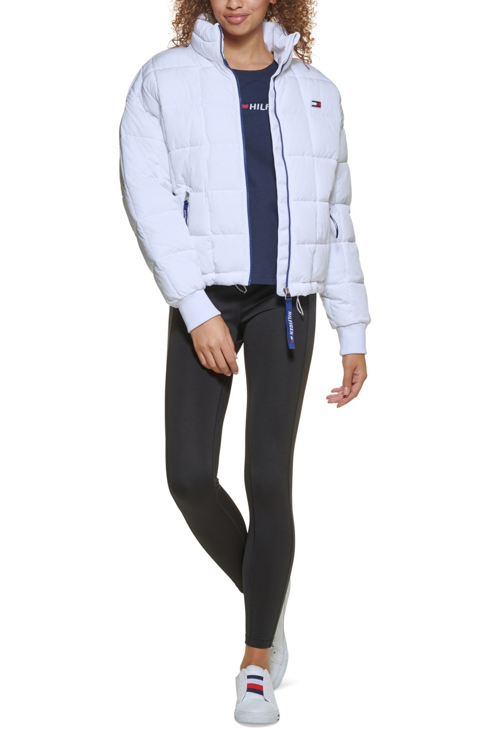 Tommy Hilfiger Women's Sport High Neck Puffer Coat White Size X-Large