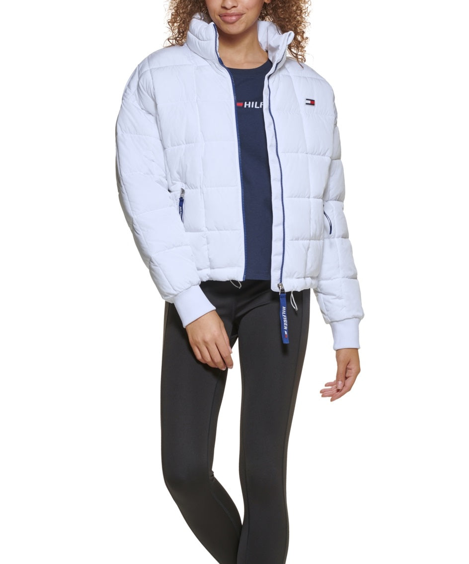 Tommy Hilfiger Women's Sport High Neck Puffer Coat White Size X-Large
