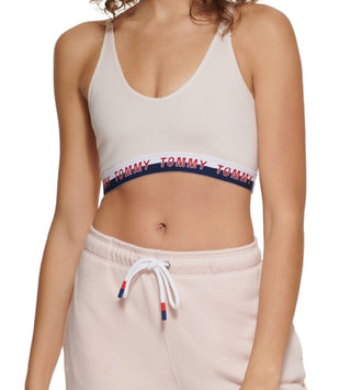 Tommy Hilfiger Women's Sport Strappy Logo Band Low Impact Sports Bra Pink Size Small