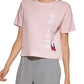 Tommy Hilfiger Women's Cropped Logo T Shirt Pink Size XX Large