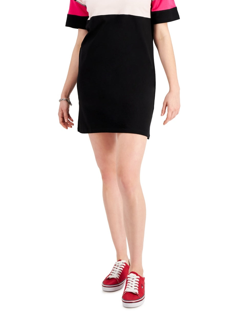 Tommy Hilfiger Women's Colorblocked Heart Logo Dress Black Size Large