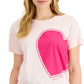 Tommy Hilfiger Women's Crew Neck Heart Graphic T Shirt Pink Size Medium