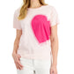 Tommy Hilfiger Women's Crew Neck Heart Graphic T Shirt Pink Size Medium
