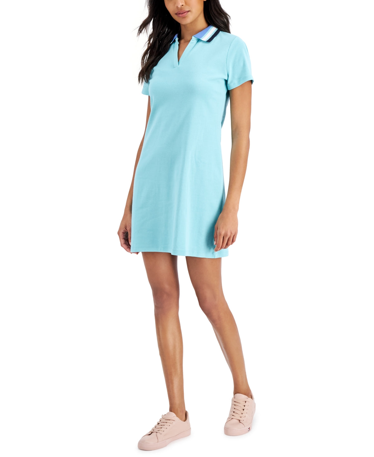 Tommy Hilfiger Women's V Neck Polo Dress Green Size Medium