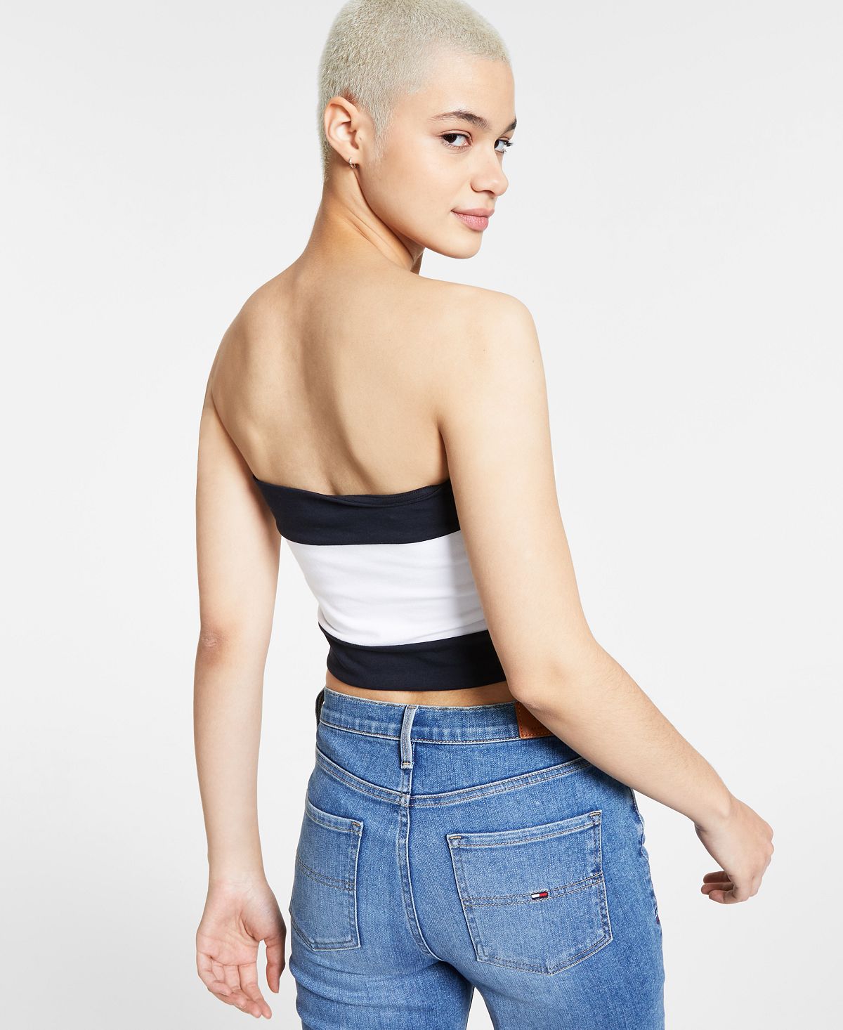 Tommy Jeans Women's Flag Bandeau Pink Size X-Large